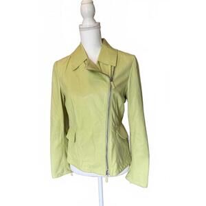 Georgio Armani Light Green Lamb Leather Jacket, IT 42